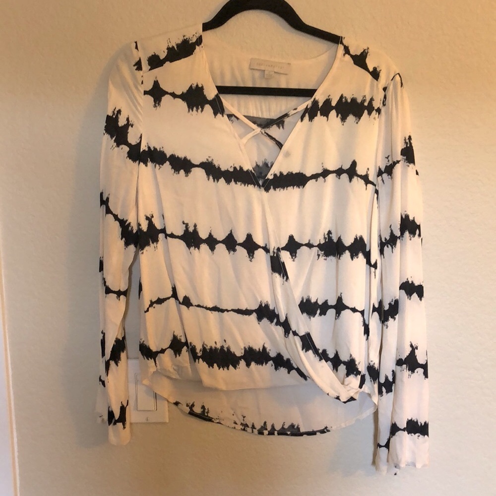 Cross Front Tie Dye Drape Blouse